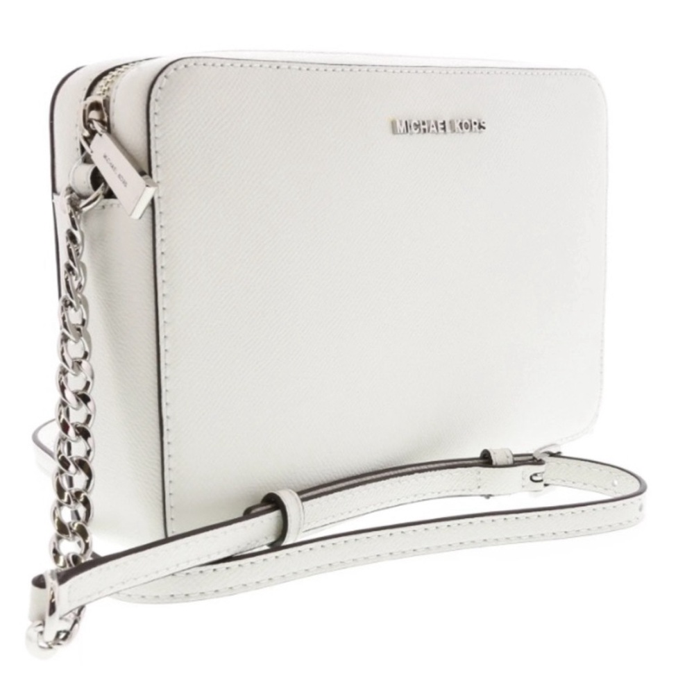 Michael Kors White Jet Set Large Saffiano Leather Crossbody